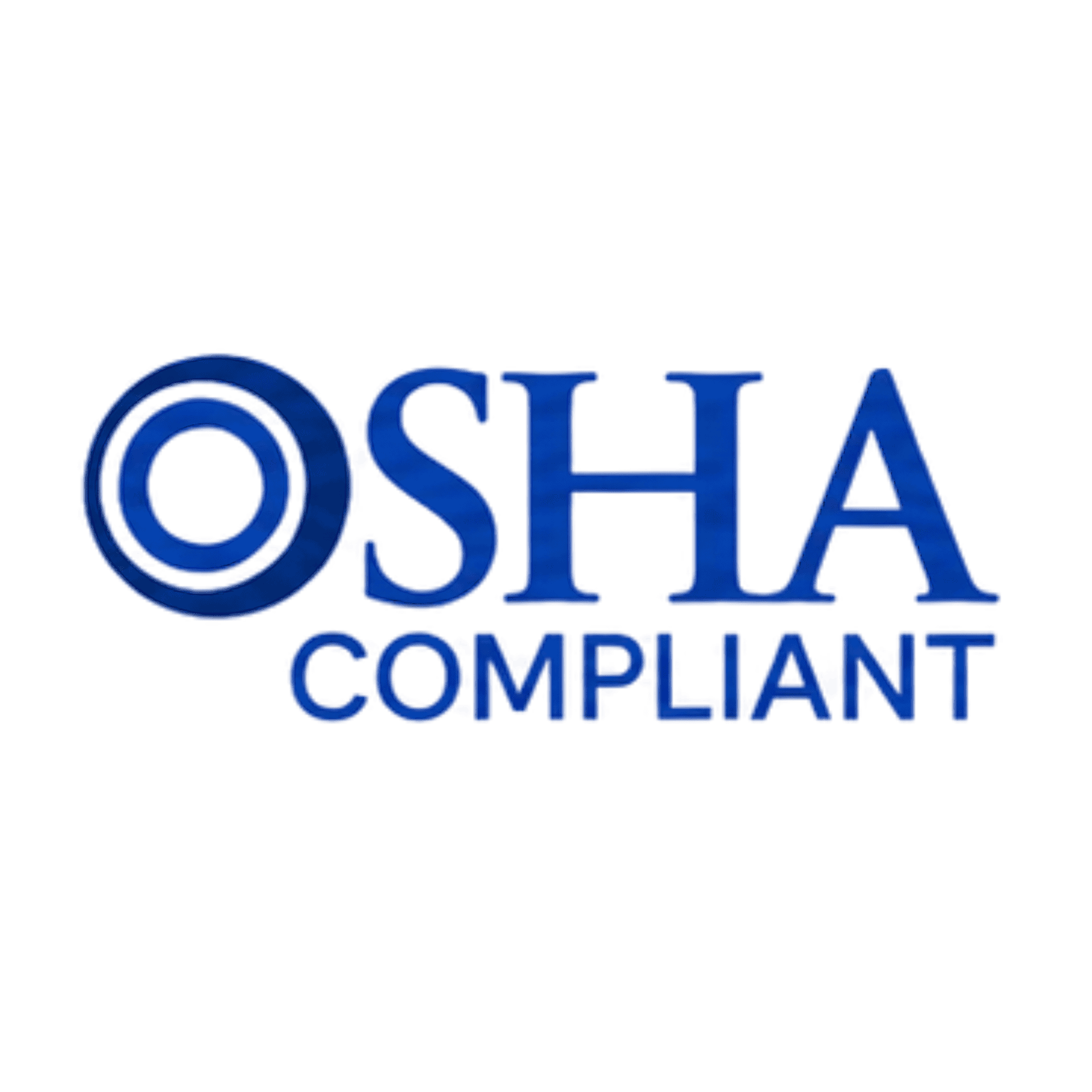 Blue OSHA Compliance logo with a circular emblem on the left and the word 'OSHA' in blue letters to the right, high-contrast on a dark background.