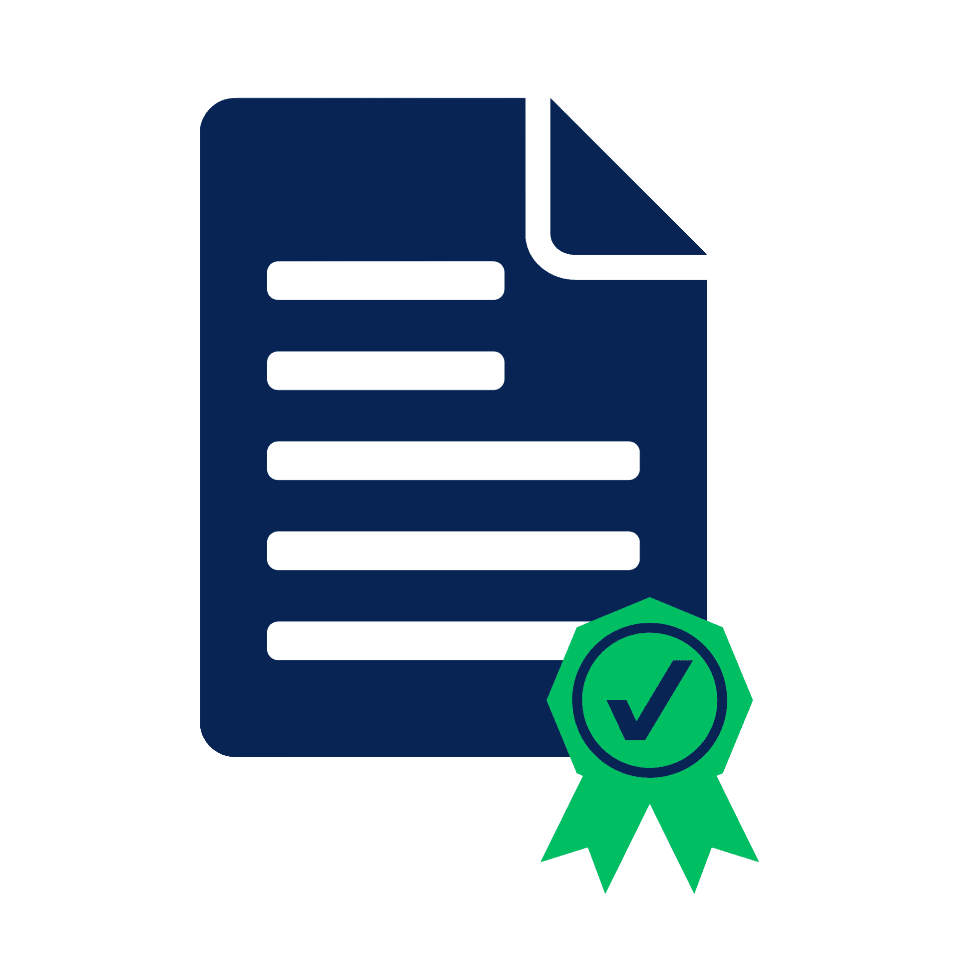 Blue form with white rounded input fields and a green checkmark badge overlapping bottom-right against a green background.