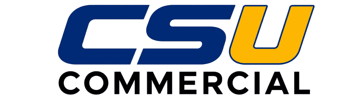 CSU Commercial logo: blue 'CS' with a yellow 'U' and 'COMMERCIAL' in black underneath.